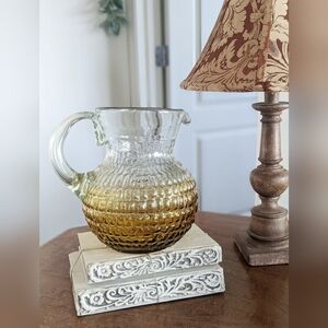 Textured Glass Pitcher with Honey Colored Ombre Design